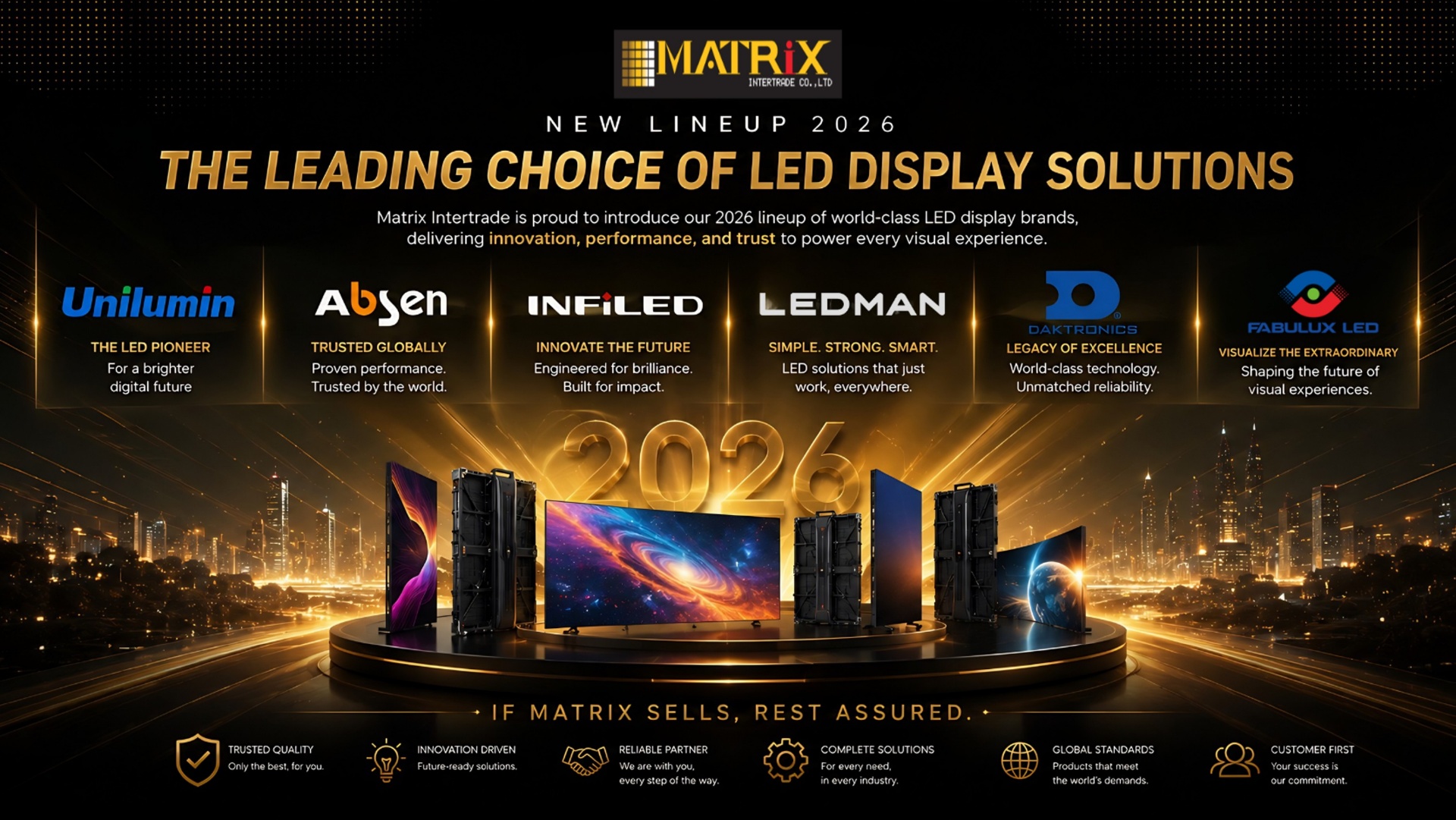 Matrix Intertrade New Lineup 2026 — The Leading Choice of LED Display Solutions: Unilumin, Absen, INFiLED, LEDMAN, Daktronics, Fabulux LED